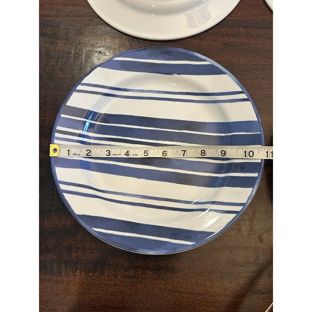 Ralph Lauren Cote d'Azur Stripe Dinner Plates Set of 4 11in Blue/White